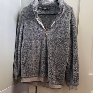 Gray Half-Zip Fleece Sweater